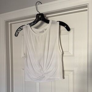 Babaton White Twist Front Crop Top